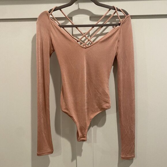 Intimately Free People Bodysuit Women XS Pink Shimmer Don’t Be Cross - Picture 1 of 15